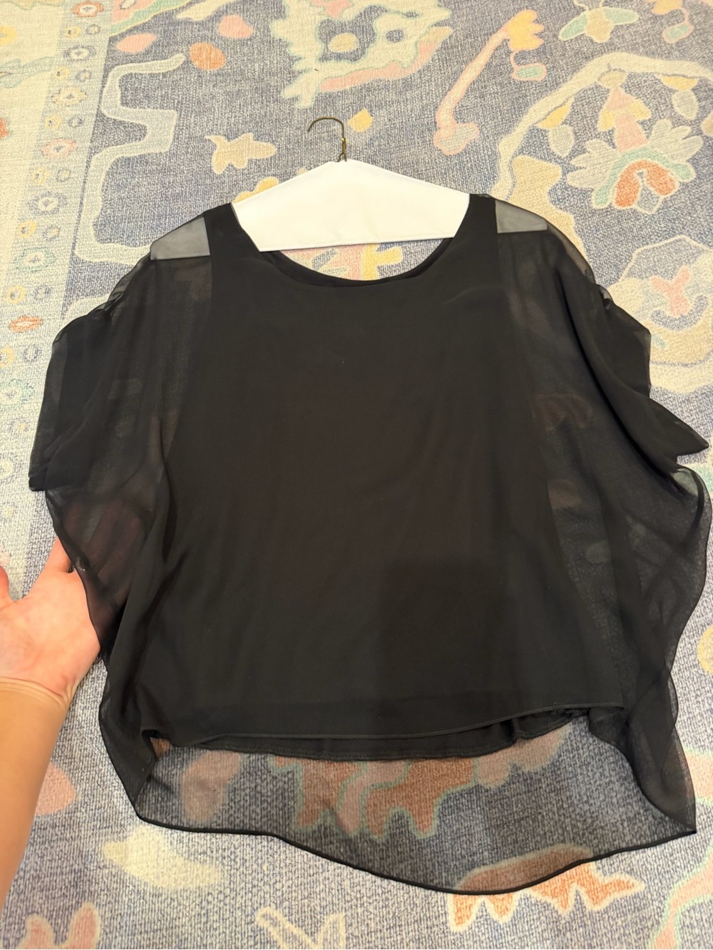 Lola & Sophie Black Sheer Dolman Blouse